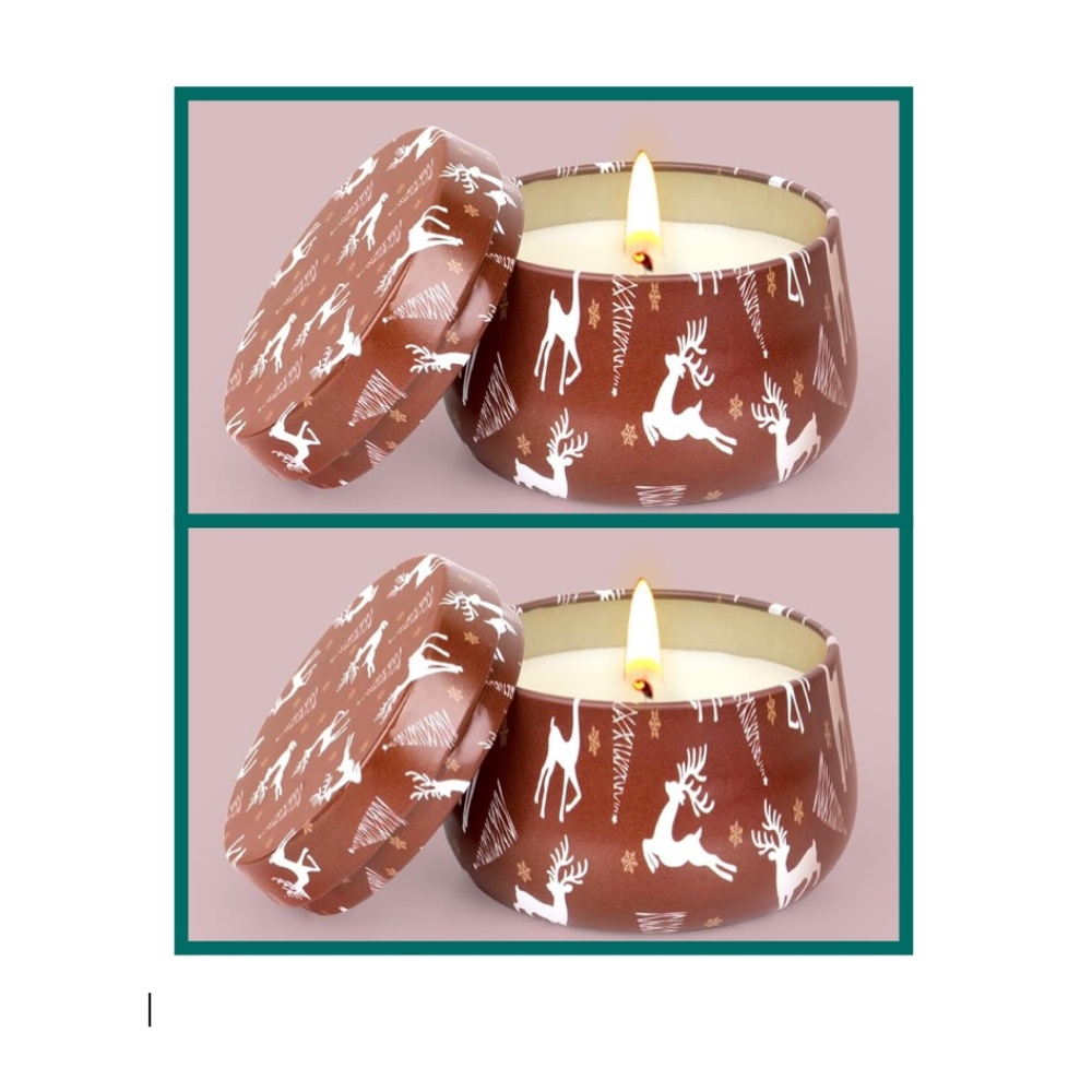 SOY CHRISTMAS CANDLE BUNDLE OF 2 HOLIDAY SCENT IN TIN